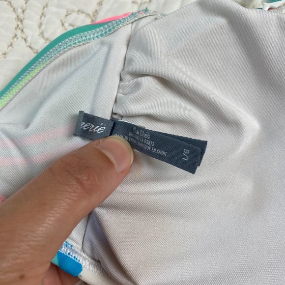 Aerie (sz L) bright stripe bandeau/halter bikini top - Picture 4 of 9